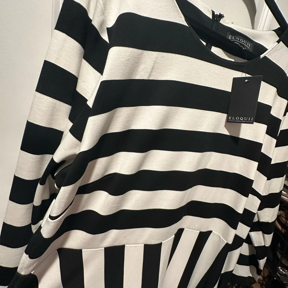 Eloquii Bold Striped Long Sleeve Dress - Picture 4 of 5